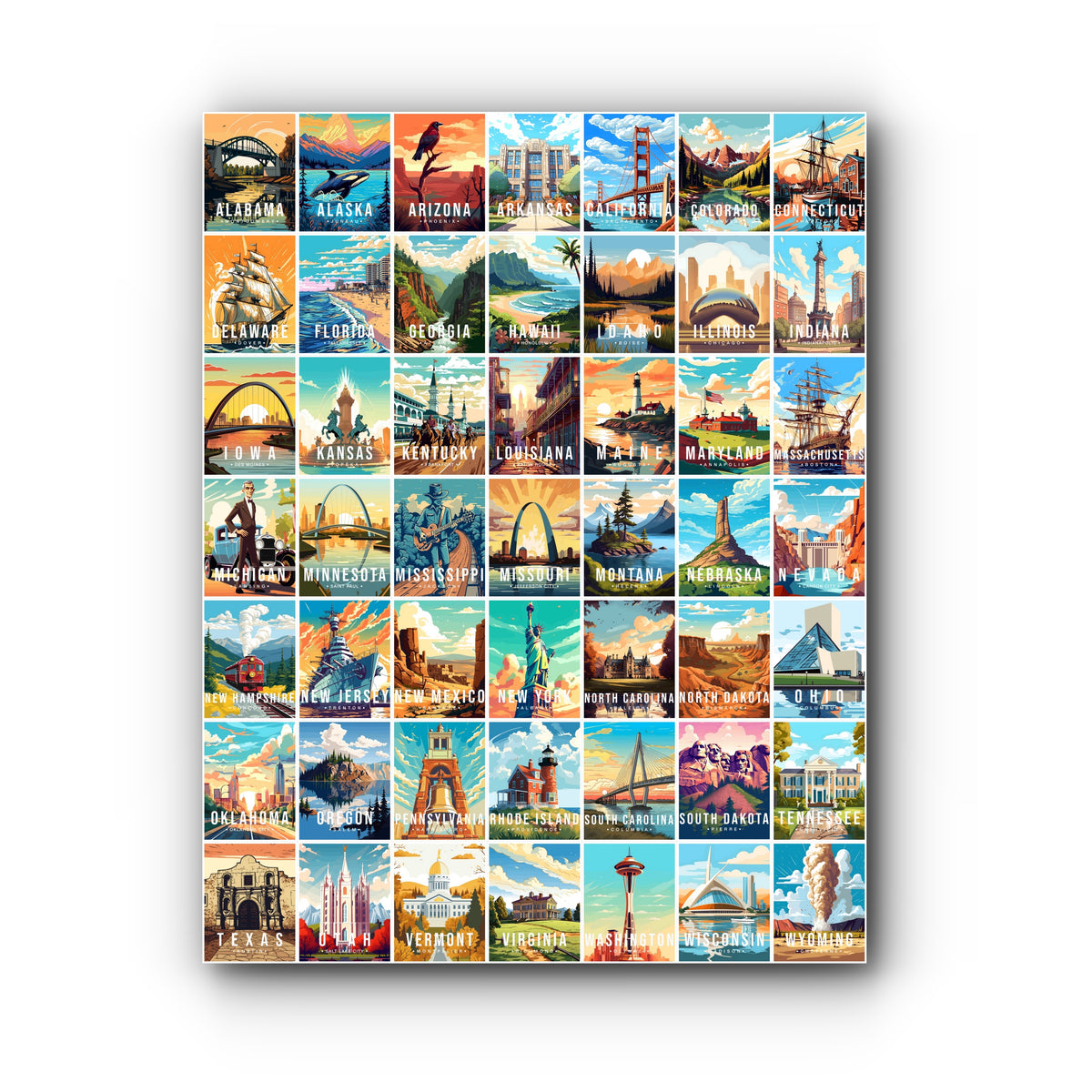 50 States Design Bundle, SVG and JPEG digital download