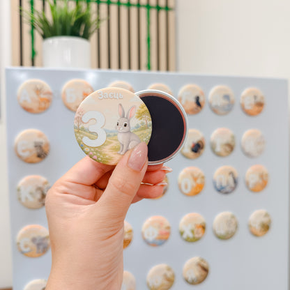 Alphabet Magnet Set: Square Button Magnets With Animals, Kids Learning Gift