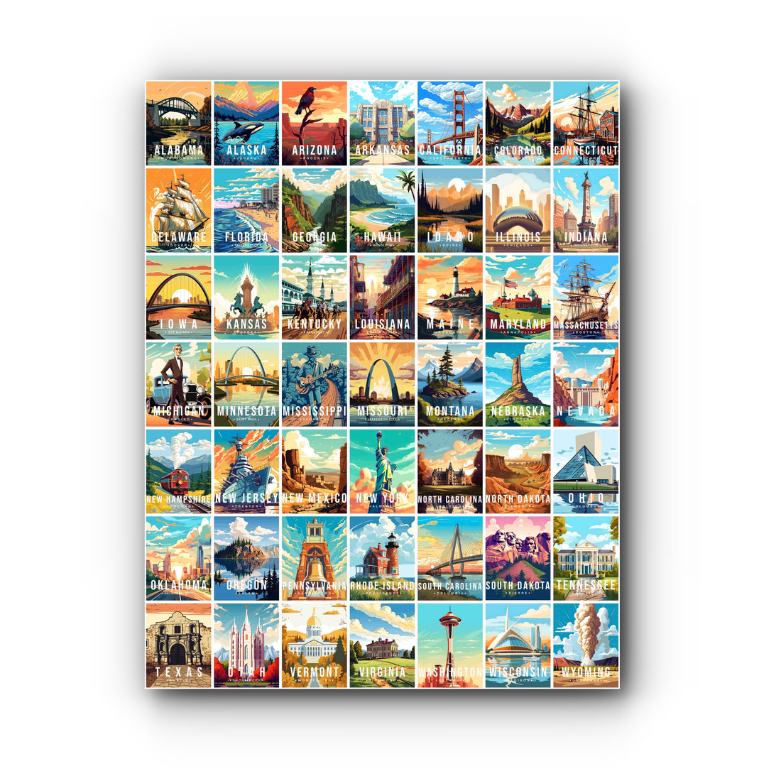 50 States Design Bundle - SVG &amp; JPEG Digital Download